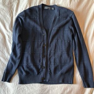 Oscar De La Renta Navy Button-Up Cardigan - L